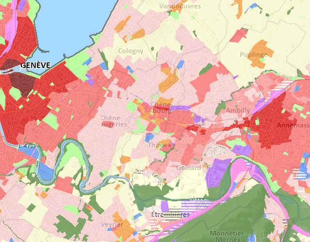 Agglo - Zones d'affectation simplifiée de l'agglomération franco-valdo-genevoise