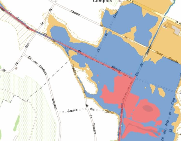 Zones de dangers dues aux crues