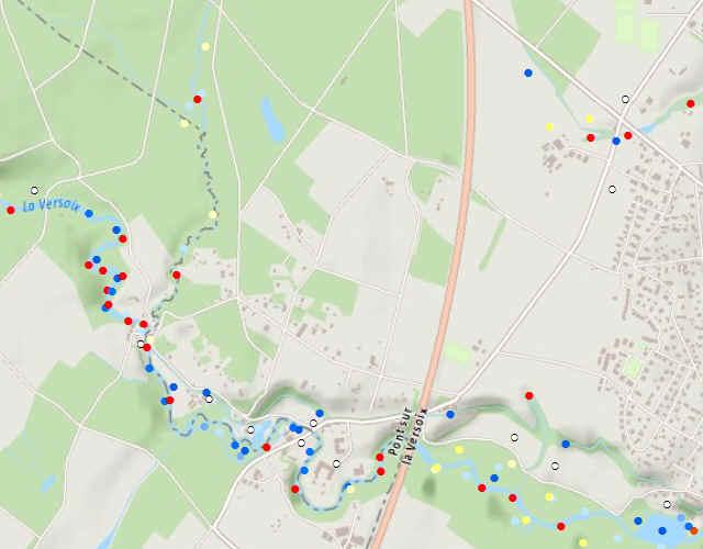 Degrés de danger dû aux crues des cours d'eau