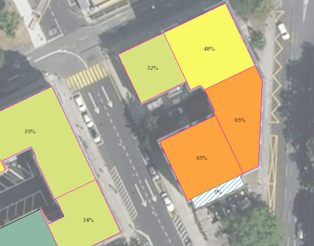 Potentiel solaire de production de chauffage et d'ECS par bâtiment