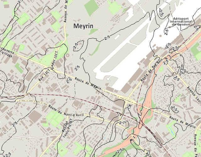 Isolignes capacité calorifique moyenne terrains quaternaires - Molasse