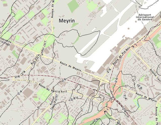 Isolignes conductivité thermique moyenne terrains quaternaires - Molasse